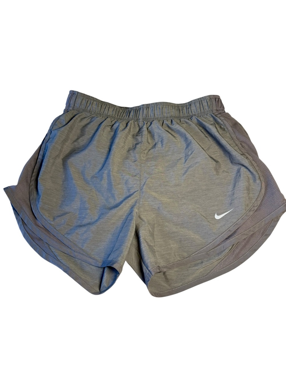 Nike Women's Gray Athletic Running Shorts with White Swoosh
